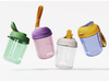  QD-0009 Flip Coffee Cups BPA Free Tritan/ Stainless Steel Portable Customized Children Coffee Plastic Chunky Plastic Water Bottle Milk Cups With Straw 350ML