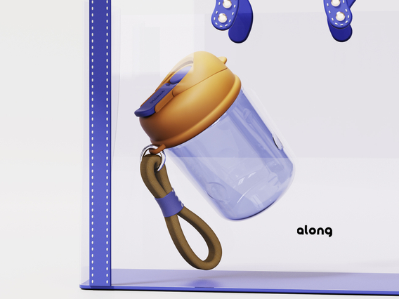  QD-0009 Flip Coffee Cups BPA Free Tritan/ Stainless Steel Portable Customized Children Coffee Plastic Chunky Plastic Water Bottle Milk Cups With Straw 350ML