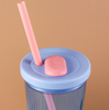 QD-0020 Custom Colorful Large Capacity Plastic / Stainless Steel Water Tumbler Travel Cups with Lids And PP Straw 350ML/550ML