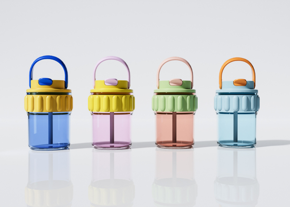  QD-0013 BPA Free Tritan /Stainless Steel Portable Customized Children Coffee Plastic Chunky Plastic Water Bottle Milk Cups With Straw 400ML