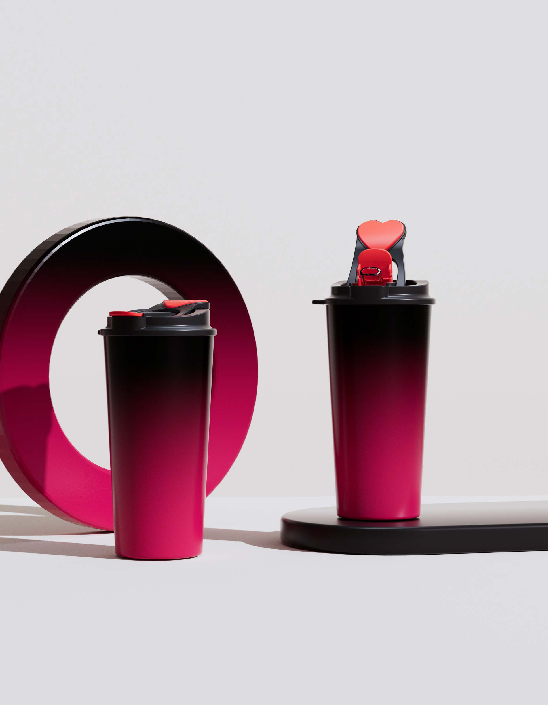  02320, Heart Shape Stainless Steel Travel Tumbler Car Mug Cup 550ML