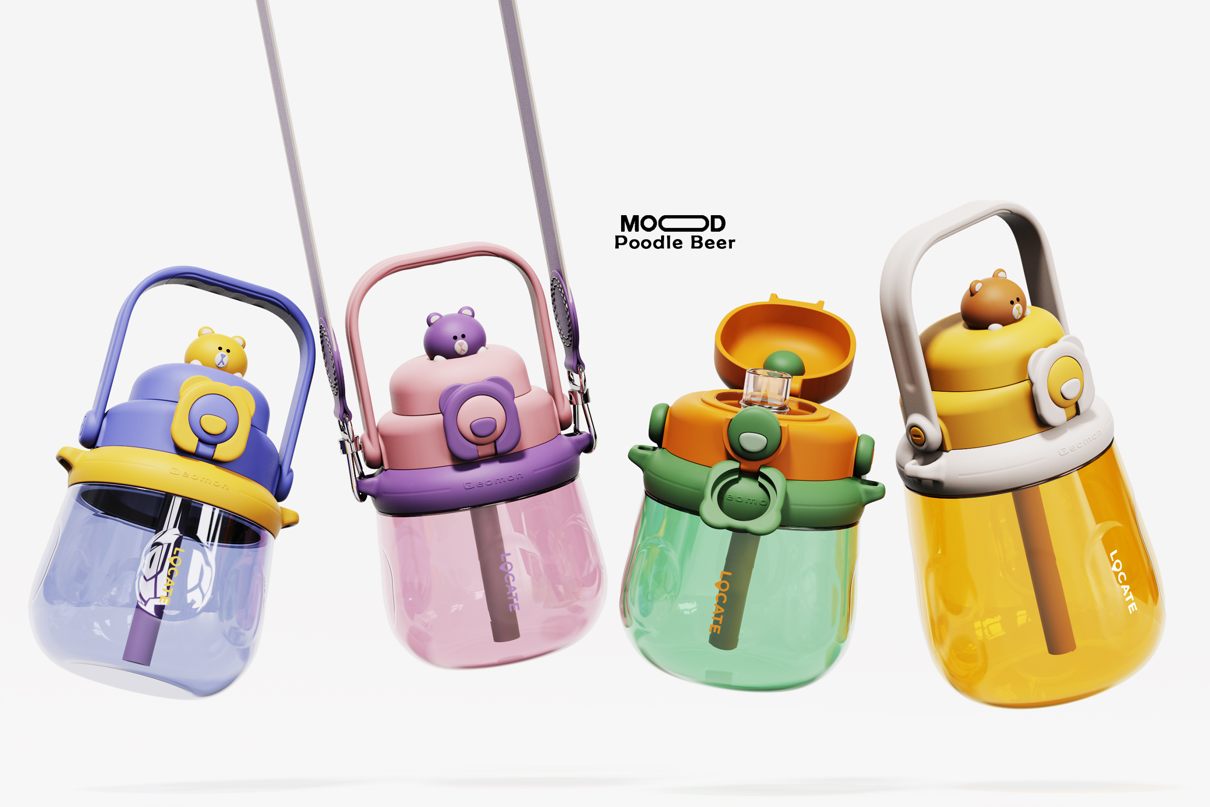  QD-0008 Straw Water Bottle, Large Leak-proof Vacuum BPA Free Cute Kids Insulated Portable Water Bottle 800ML /1000ML