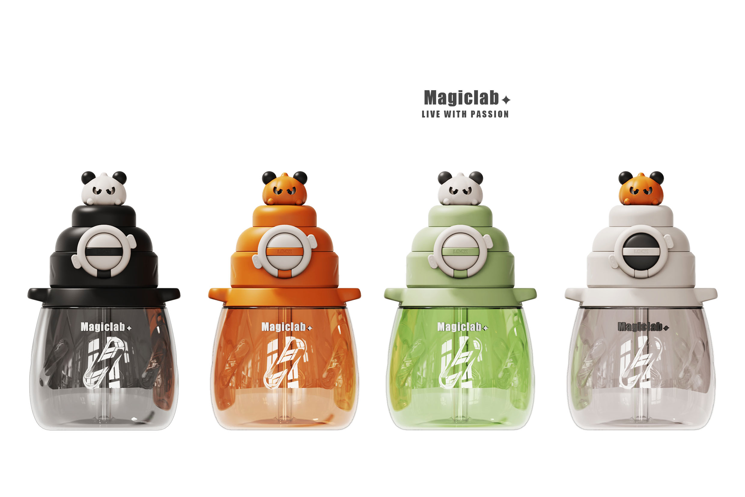  QD-0010 Straw Water Bottle, Leak-proof Vacuum BPA Free Cute Kids Insulated Portable Water Bottle
